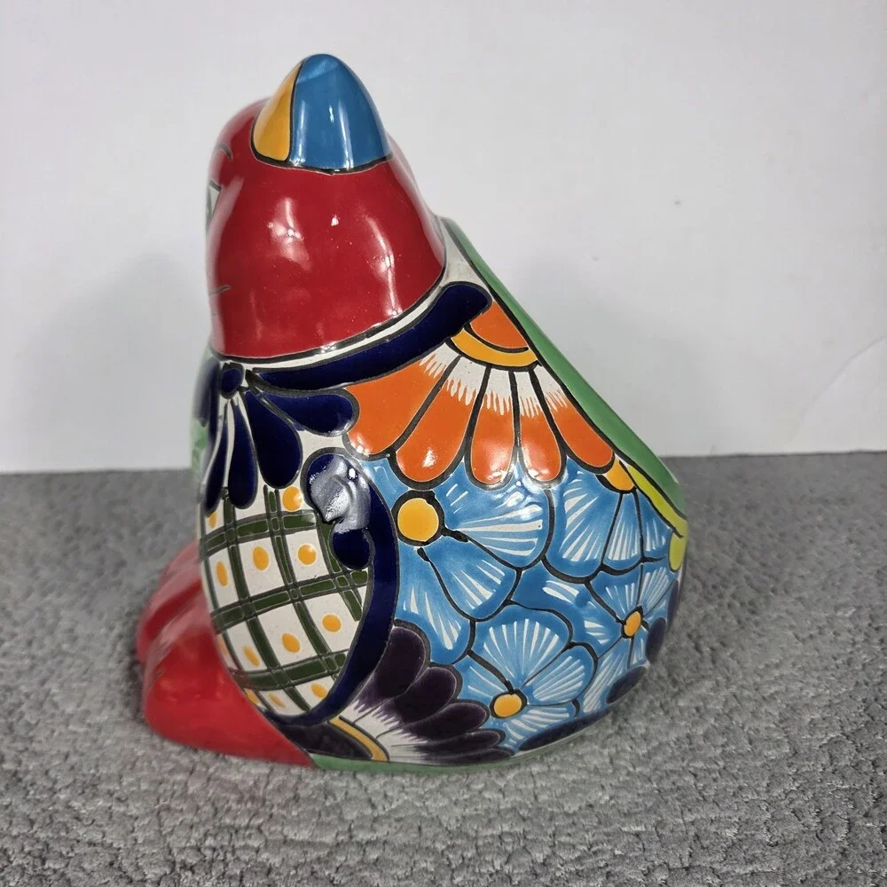 Talavera Cat PlanterMexican Pottery Art Hand Painted Pot 8.5